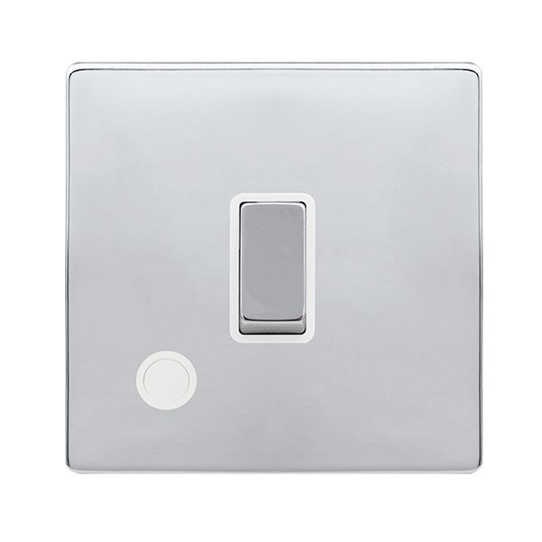 Click SFCH522PW Definity Complete Polished Chrome Screwless 20A 2 Pole Flex Outlet Plate Switch - White Insert