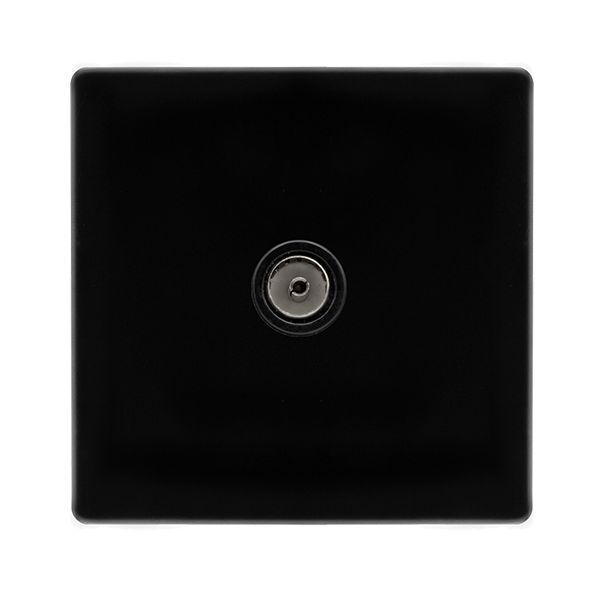 Click SFMB065BK Definity Complete Metal Black Screwless 1 Gang Non-Isolated Coaxial Outlet