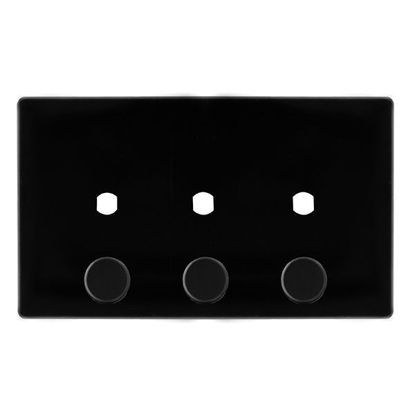 Click SFMB143PL Definity Complete Metal Black Screwless 2 Gang 3 Aperture Unfurnished Dimmer Plate