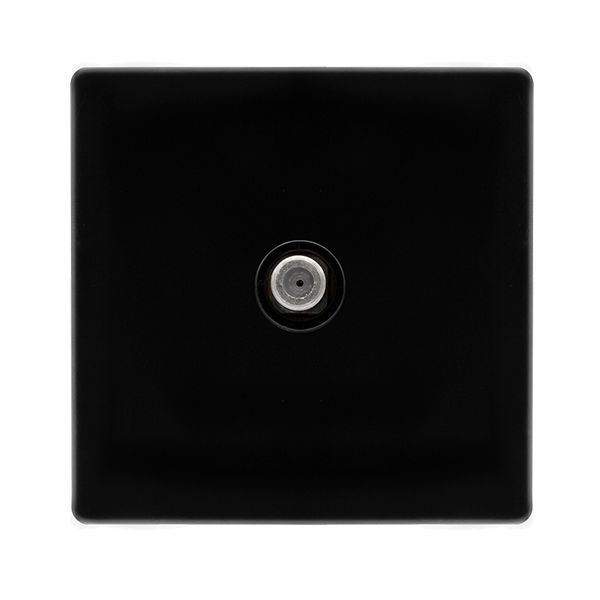 Click SFMB156BK Definity Complete Metal Black Screwless 1 Gang Non-Isolated Satellite Outlet