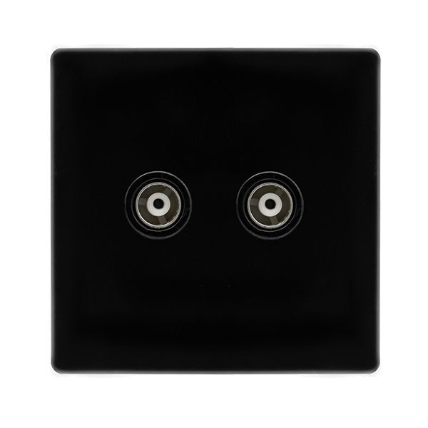 Click SFMB159BK Definity Complete Metal Black Screwless 2 Gang Isolated Coaxial Outlet