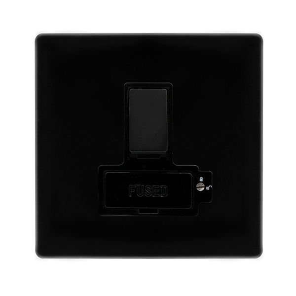 Click SFMB851BK Definity Complete Metal Black Screwless 1 Gang 13A Lockable Switched Fused Spur Unit