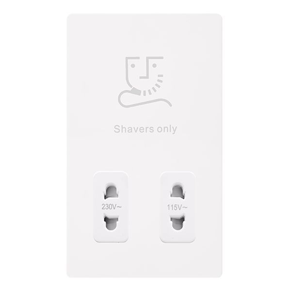 Click SFMW100PW Definity Complete Metal White Screwless 115-230V Dual Voltage Shaver Socket