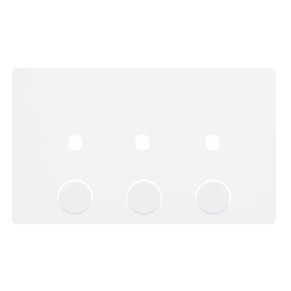 Click SFMW143PL Definity Complete Metal White Screwless 2 Gang 3 Aperture Unfurnished Dimmer Plate