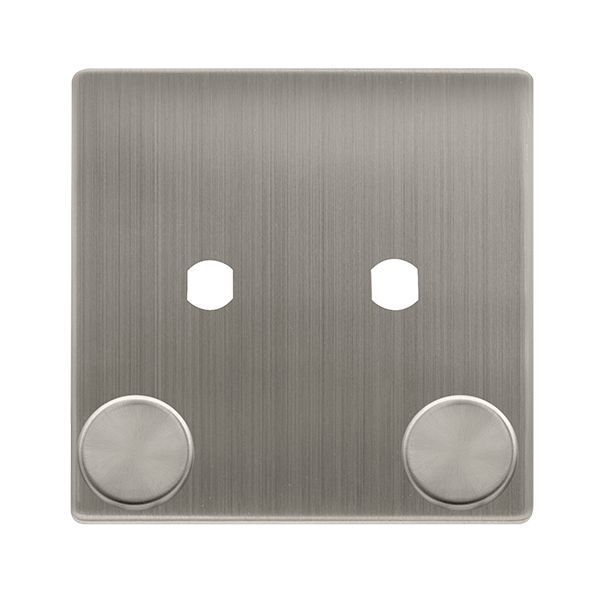 Click SFSS142PL Definity Complete Stainless Steel Screwless 1 Gang 2 Aperture Unfurnished Dimmer Plate