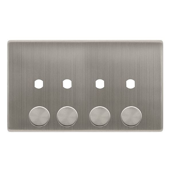 Click SFSS144PL Definity Complete Stainless Steel Screwless 2 Gang 4 Aperture Unfurnished Dimmer Plate