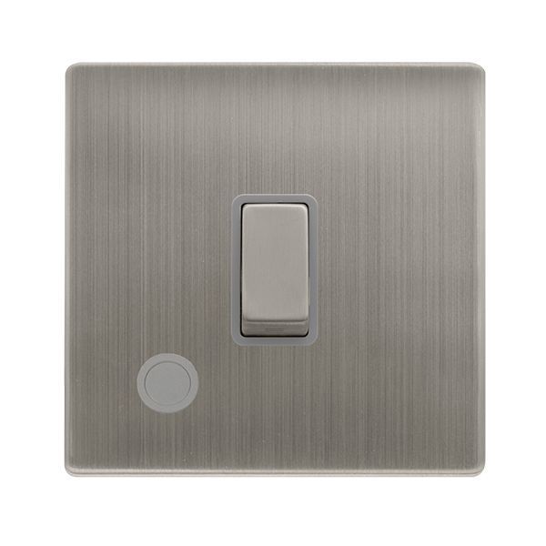 Click SFSS522GY Definity Complete Stainless Steel Screwless 20A 2 Pole Flex Outlet Plate Switch - Grey Insert