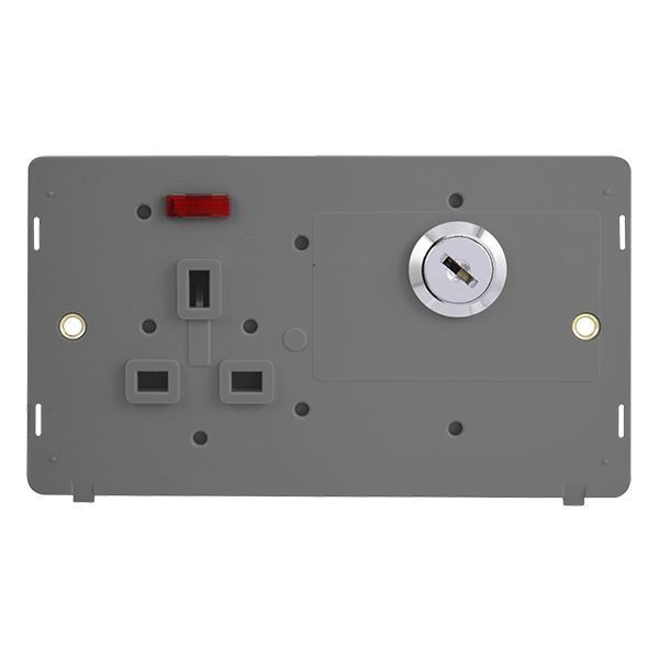 Click SIN655GY Grey Definity Ingot 1 Gang 2 Gang Plate 13A 2 Pole Neon Lockable Switched Socket - Grey Insert