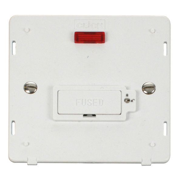 Click SIN853PW White Definity 13A Neon Lockable Fused Spur Unit Insert  - White Insert