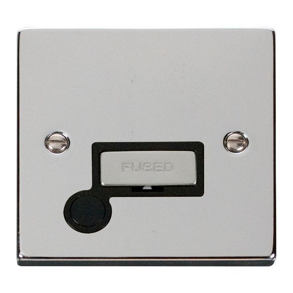 Click VPCH550BK Deco Polished Chrome Ingot 13A Flex Outlet Fused Spur Unit - Black Insert