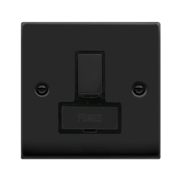 Click VPMB751BK Deco Matt Black 13A 2 Pole Switched Fused Spur Unit