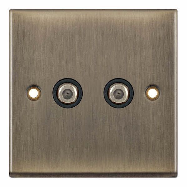 Selectric 7MPRO-645 7MPRO Antique Brass 2 Gang F-Type Satellite Socket