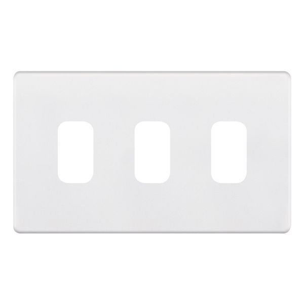 Selectric SGRID360-267 GRID360 Matt White 3 Aperture 5MPLUS Screwless Modular Front Plate