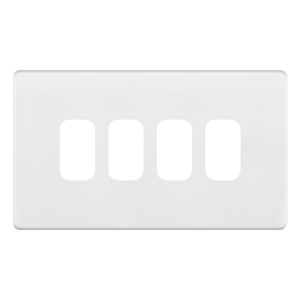 Selectric SGRID360-268 GRID360 Matt White 4 Aperture 5MPLUS Screwless Modular Front Plate