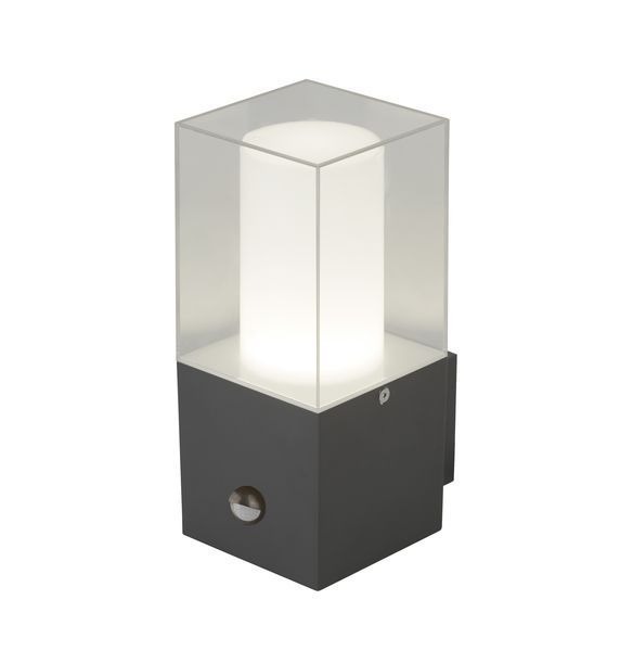 Searchlight SLI-2581GY Granada Dark Grey IP44 25W E27 GLS Outdoor PIR Wall Light with Clear Glass