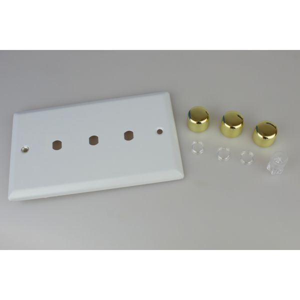 Varilight WYD3V.MW Matrix Vogue Matt White 3 Gang Twin Plate Rotary Dimmer Kit