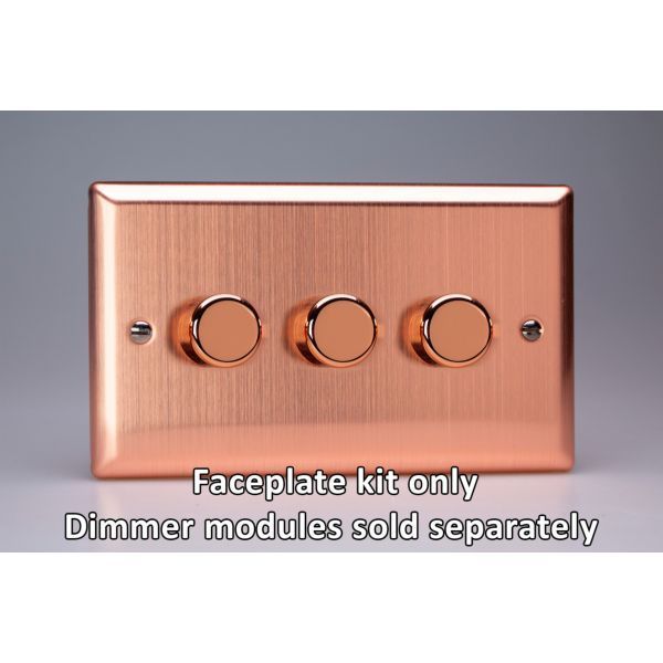 Varilight WYD3.BC Matrix Urban Brushed Copper 3 Gang Twin Plate Rotary Dimmer Kit