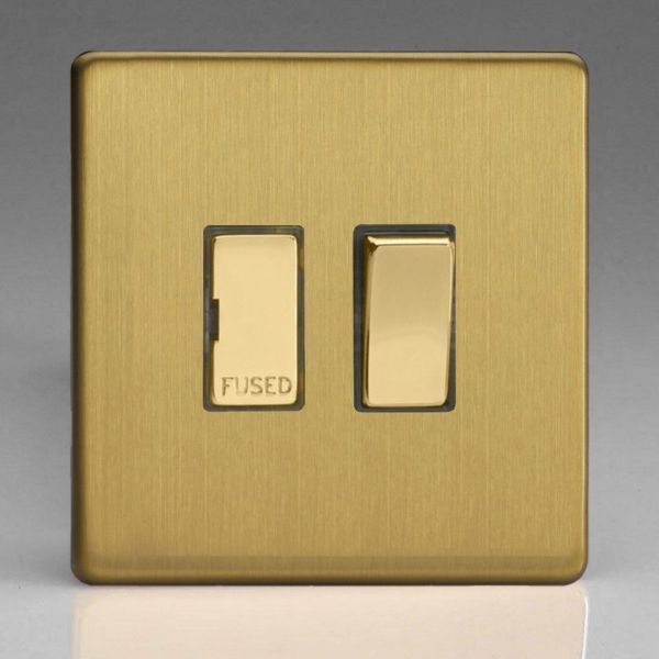 Varilight XDB6DS Screwless Brushed Brass 13A Double Pole Switched Fused Spur Unit