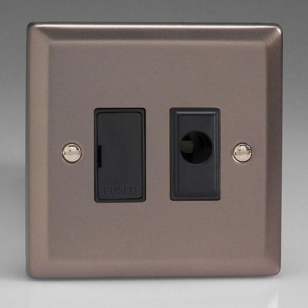 Varilight XR6UFOB Classic Pewter 13A Flex Outlet Unswitched Fused Spur Unit - Black Insert