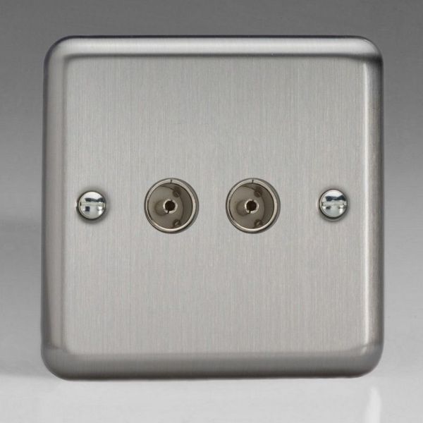 Varilight XS88 Classic Matt Chrome 2 Gang Coaxial TV Socket