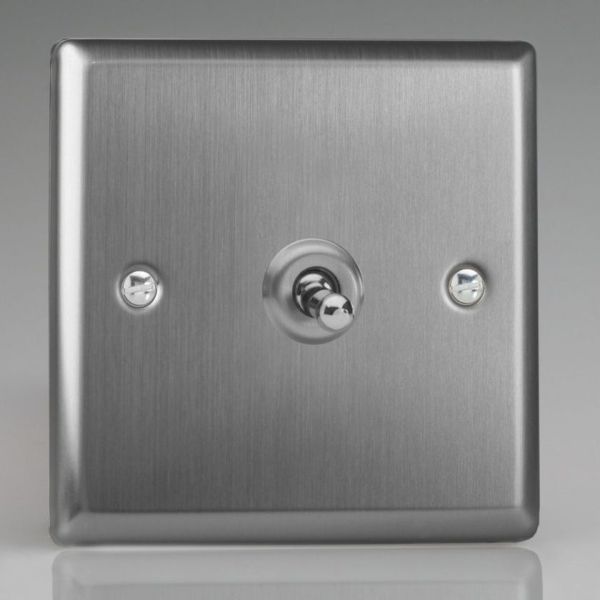 Varilight XTT1 Classic Brushed Steel 1 Gang 10A 1- or 2-Way Toggle Switch