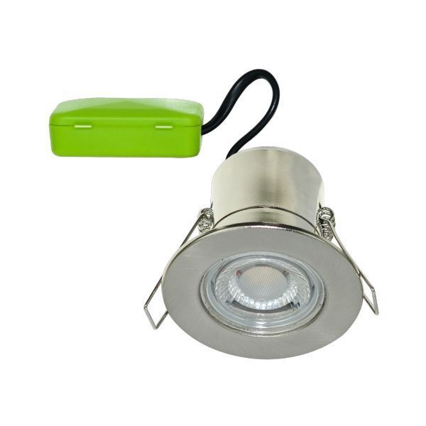 Luceco EFTE45BS40 F-Eco Brushed Steel 5W 450lm 4000K 82mm LED Fire-Rated Fixed Downlight