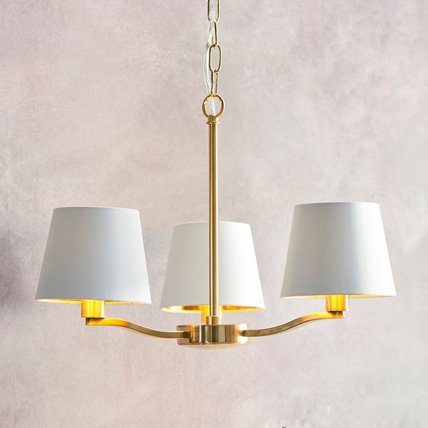 Endon Lighting 67735 Harvey Brushed Satin Gold 3x40W E14 Candle 500mm Pendant Light