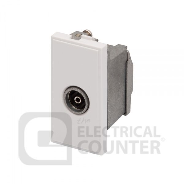White 25mm x 50mm Euro Module TV Female Outlet