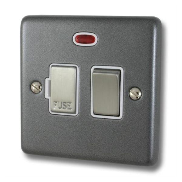 G & H Electrical CP227 Contour Pewter Neon Steel Switched Fused Spur