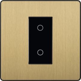 BG PCDSBTDM1B Satin Brass Evolve 1 Gang 200W Trailing Edge Master Touch Dimmer - Black Insert