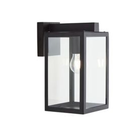 Forum Lighting ZN-38205-BLK Hestia Black IP44 E27 Glass Panel Box Lantern image